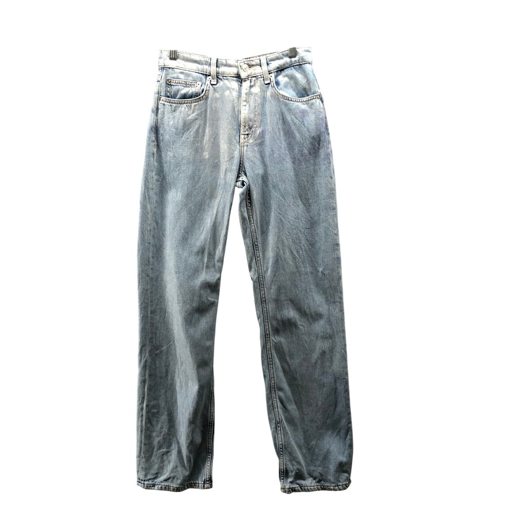 Zara High Waisted Straight Leg Jeans Womens 4 Light Wash Relaxed Loose